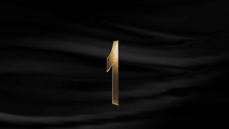 gold number one sign is turning with waving black cloth background in 4k resolution
