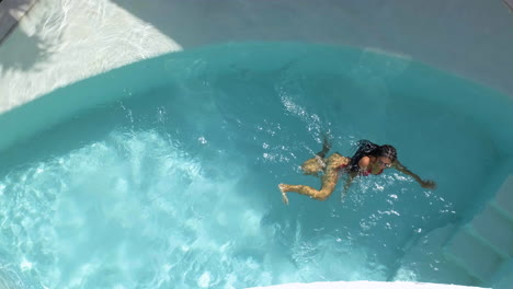 woman in the swimming pool