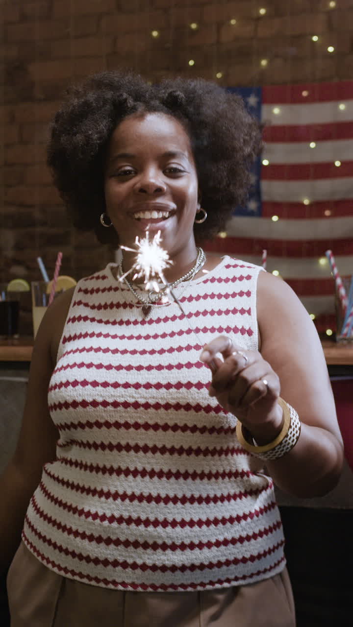 Woman Celebrating with Sparkles