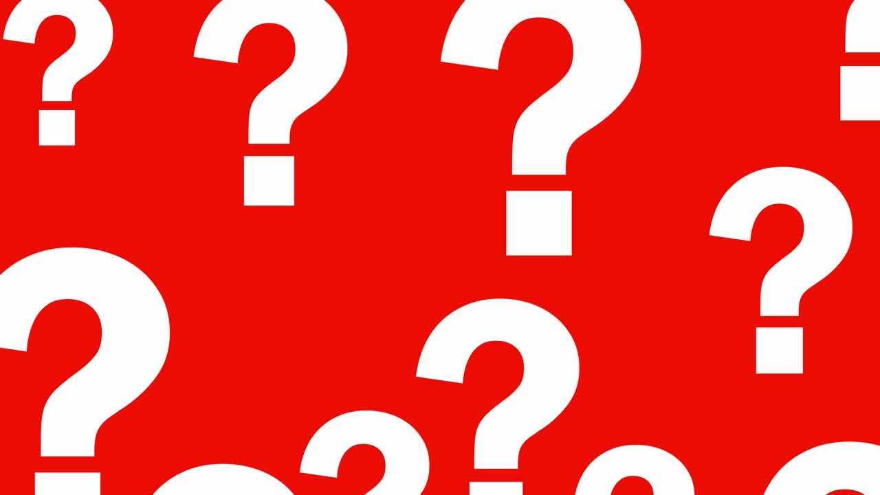 Animated kinetic moving question mark marks background text symbol