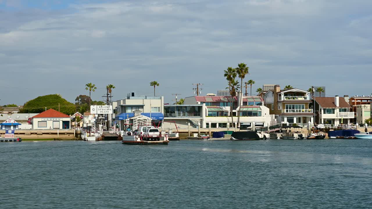 View of passing car ferry going to Balboa Island