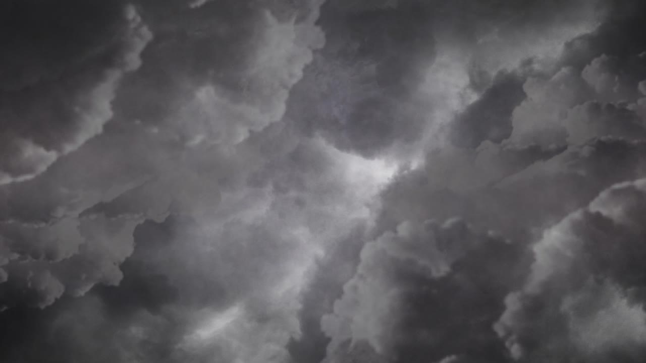 4k view of flying through dark  clouds, thunderstorm