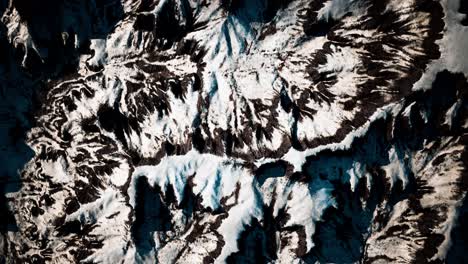 Aerial-view-of-snow-mountain-range-landscape