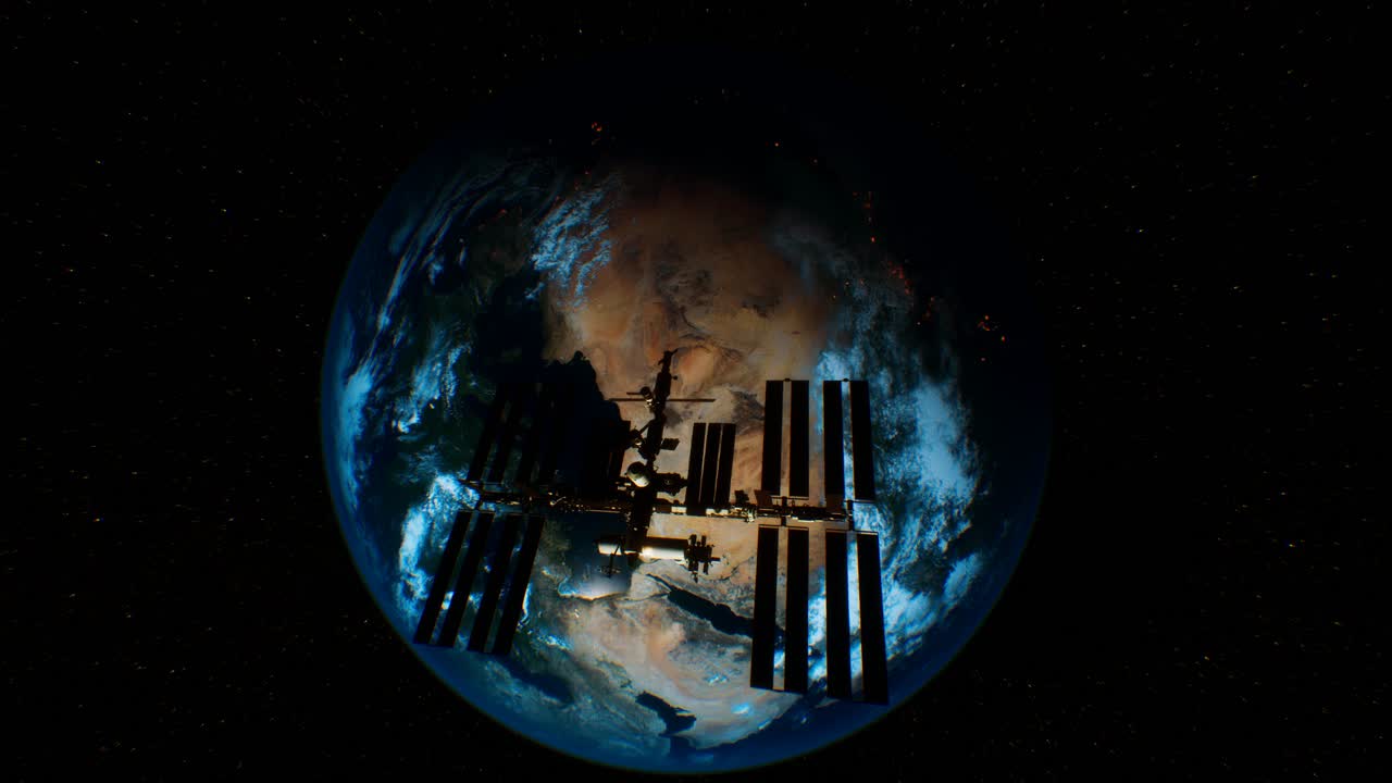 estación espacial internacional en el espacio ultraterrestre sobre la órbita del planeta tierra