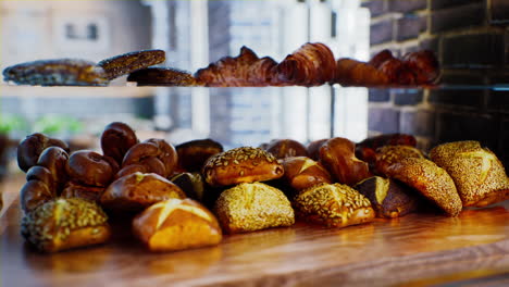 Frisches-Brot-Auf-Regalen-In-Der-Bäckerei