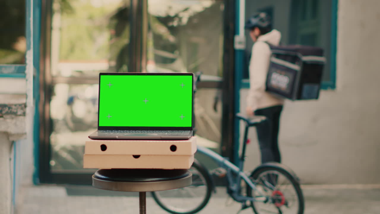 Food Delivery with Laptop Mockup