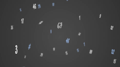 animación digital de múltiples números flotando y moviéndose contra un fondo gris