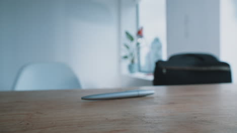 office desk with pen