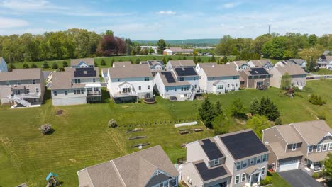 solar panels on american houses in neighborhood