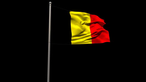 bandera nacional de bélgica ondeando en el mástil de la bandera