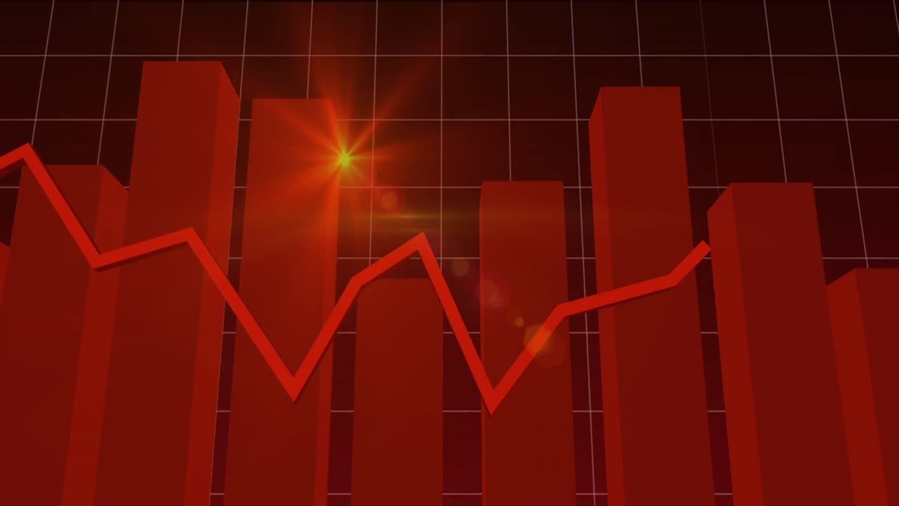 Video of financial data processing over dark background