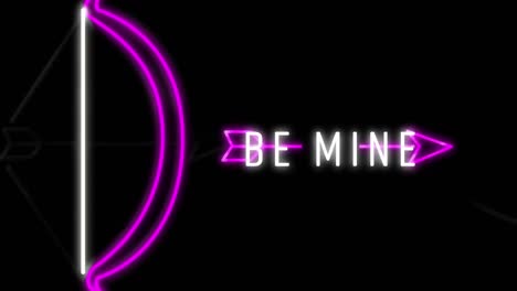 animation of be mine in neon and a bow and arrow