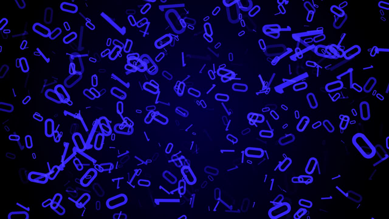 Blue Digital Number Security Flickering Fall Down Gravity Moving Motion