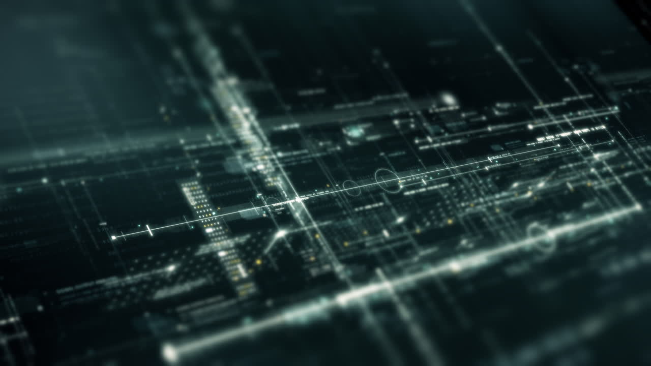 Futuristic abstract de-focus flowing data matrix, meta, metaverse, telemetry and encrypt numbers display with particles simulation in cyber space environment for head up display background-12