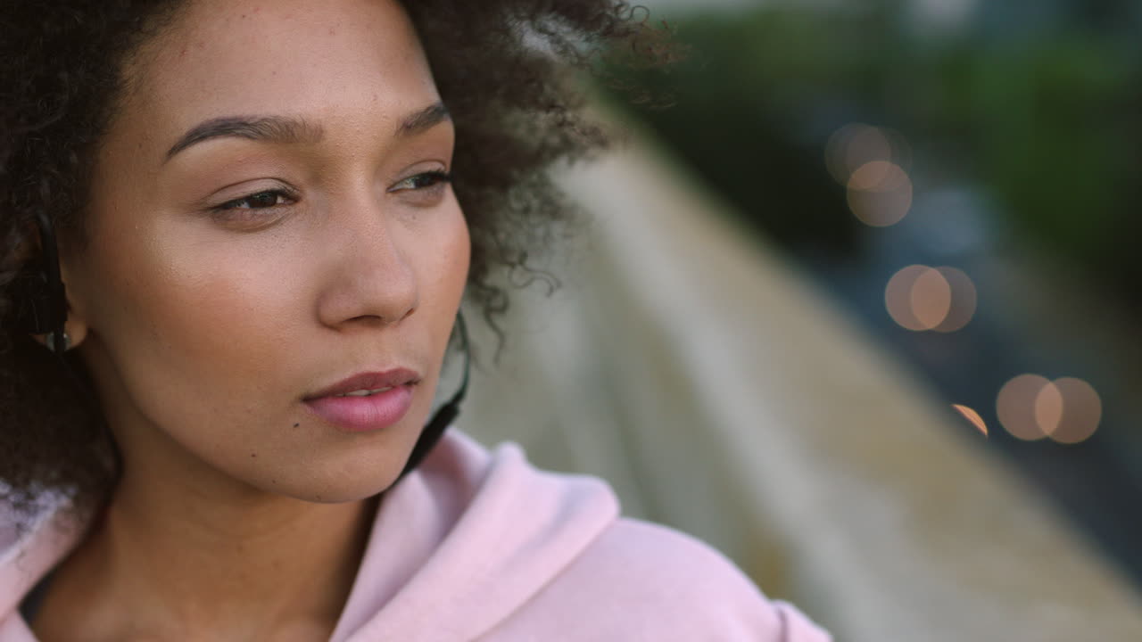 Face of a woman thinking and looking at the view