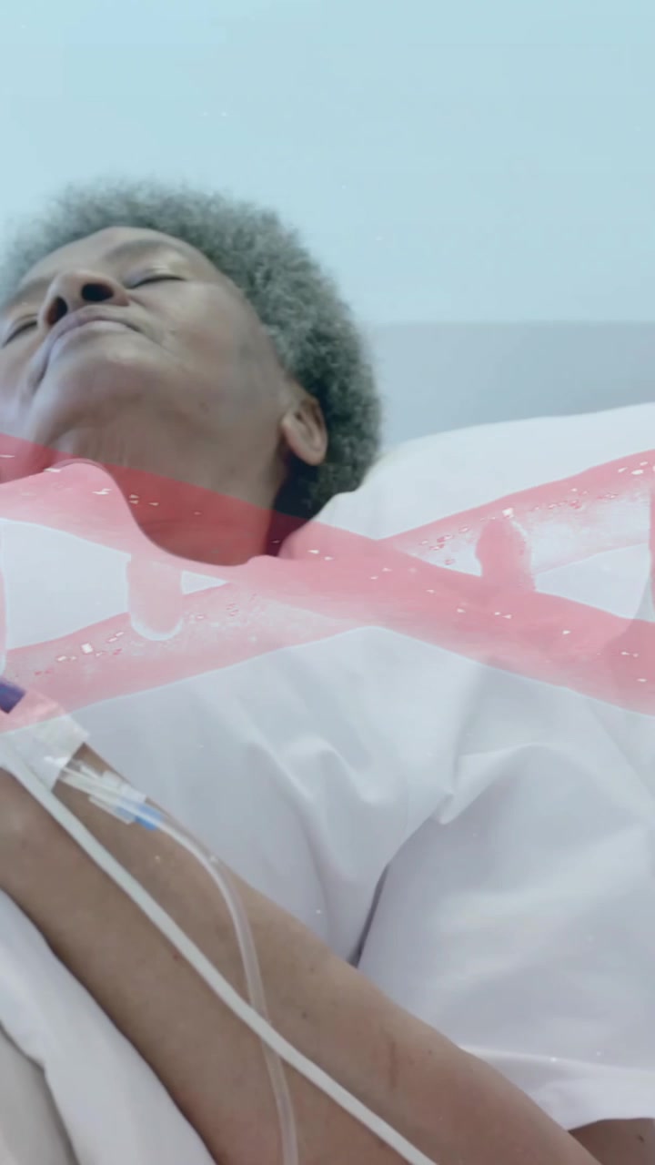 Animering av en DNA-sträng över en afroamerikansk kvinnlig patient på sjukhus