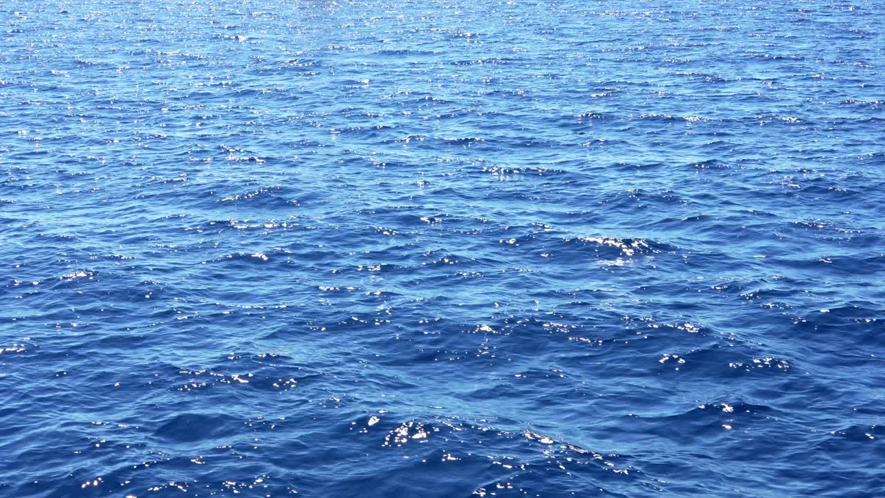 太陽の光が反射してきらめく、青い海の表面