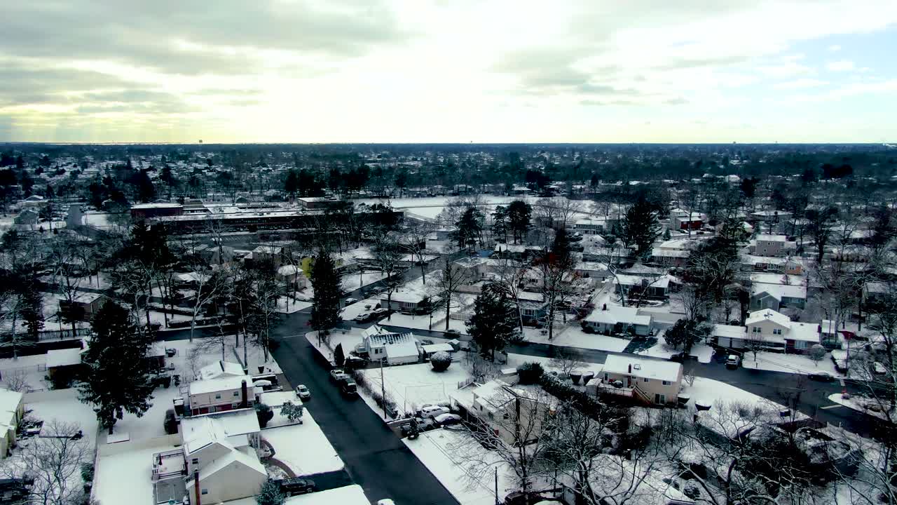 Backward shot of winter in West Babylon, Suffolk County, New York