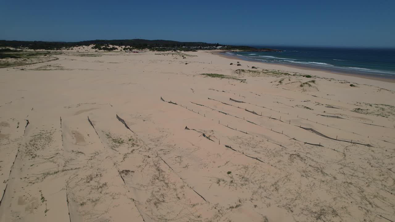 Aerial View Of Stockton Bight Sand Dunes In Worimi Conservation Lands. Port Stephens, Anna Bay, Australia.