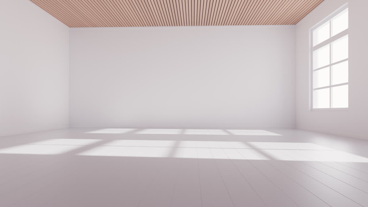 пустая комната с светом входит, 3d-рендеринг.