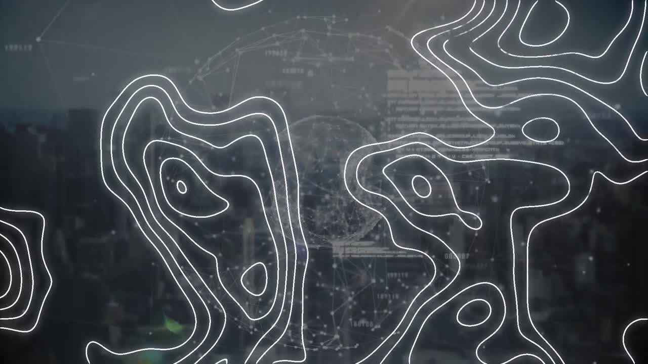 animación de líneas móviles a través de la red de conexión