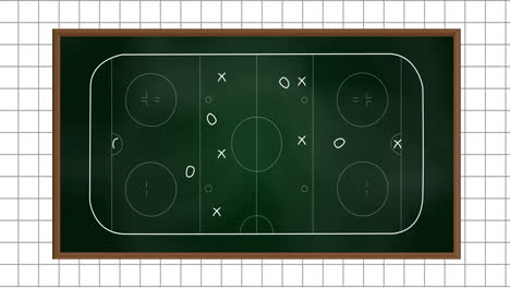 Animación-Del-Campo-Deportivo-De-Hockey-Sobre-Hielo-Con-Dibujos-De-Tácticas-Y-Estrategias-Sobre-Fondo-De-Papel-Cuadriculado