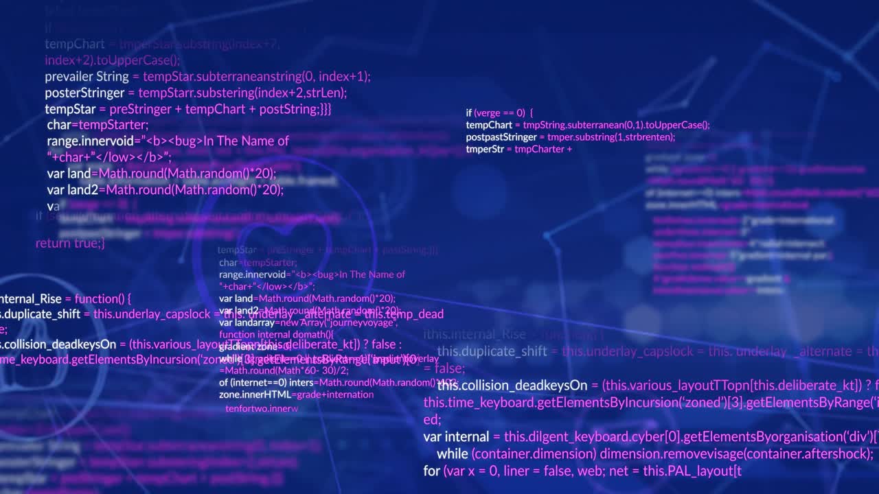 animación de la red de iconos digitales y procesamiento de datos contra un fondo azul