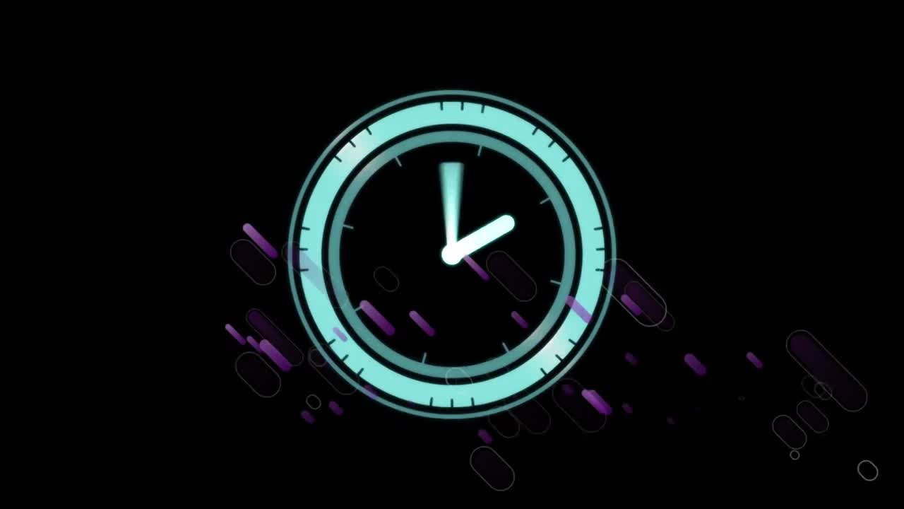 Animation of clock moving over shapes