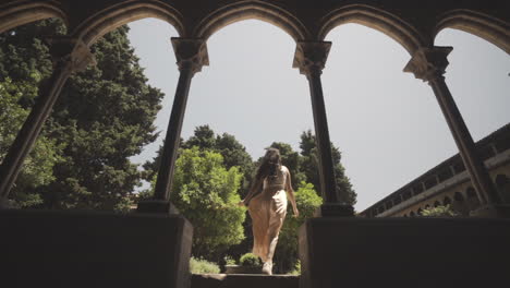 latino bride entering monasterio de pedralbes barcelona spain