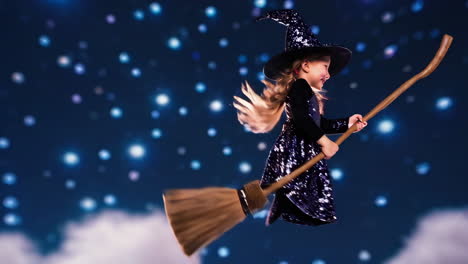 little witch flying on a broomstick