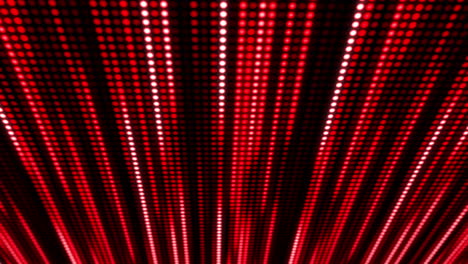 lines of red round light bulbs glowing. digital abstract background with dots and pixels slow downward motion. looped animation.