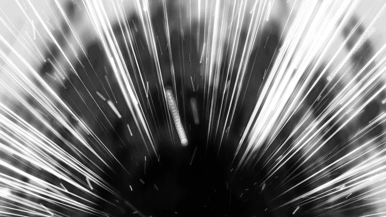 Manga or comic book lines animation. Action speed effects. Light rays, Explosion, Power. Hyper speed warp loop animation. Black and white radial lines.