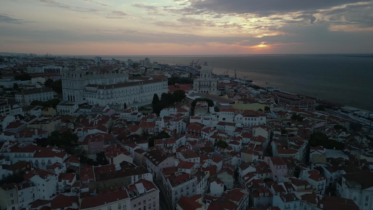 Aerial view of Lisbon Portugal's Famous Alfalma District