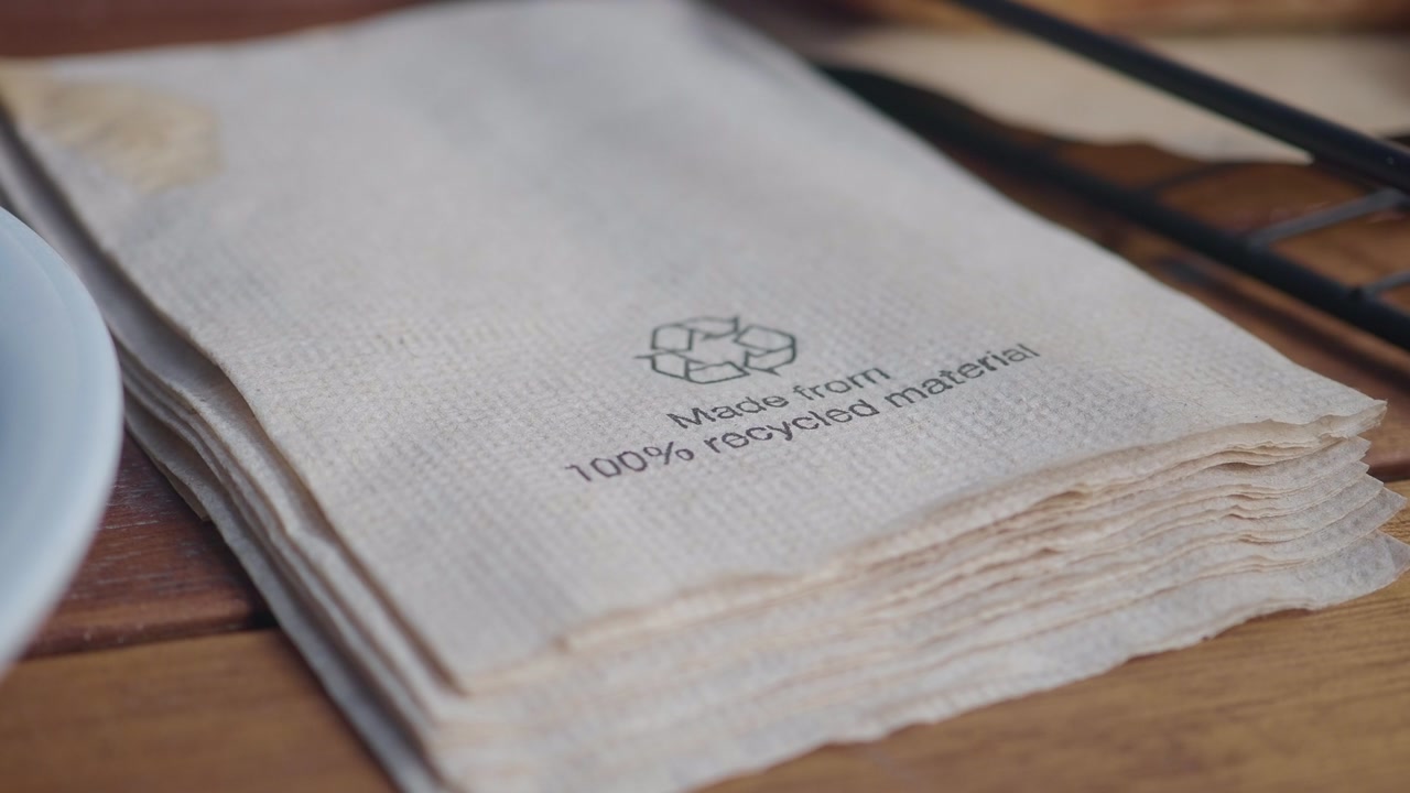 Close-up of Eco-Friendly Napkins Made from Recycled Material