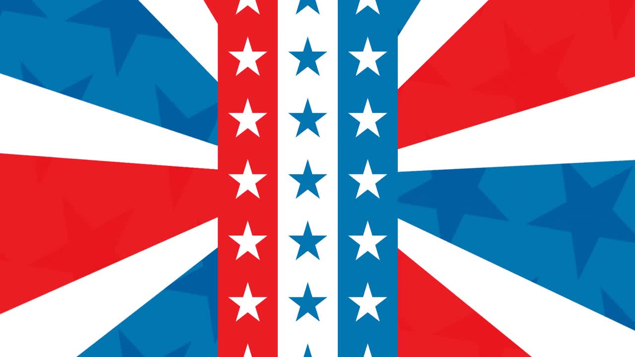 미국 국기 위에 복사 공간이 있는 파란색 배너의 애니메이션