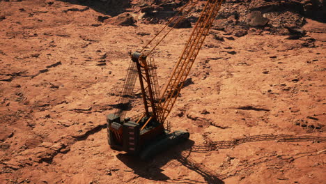 large orange crane in a construction site