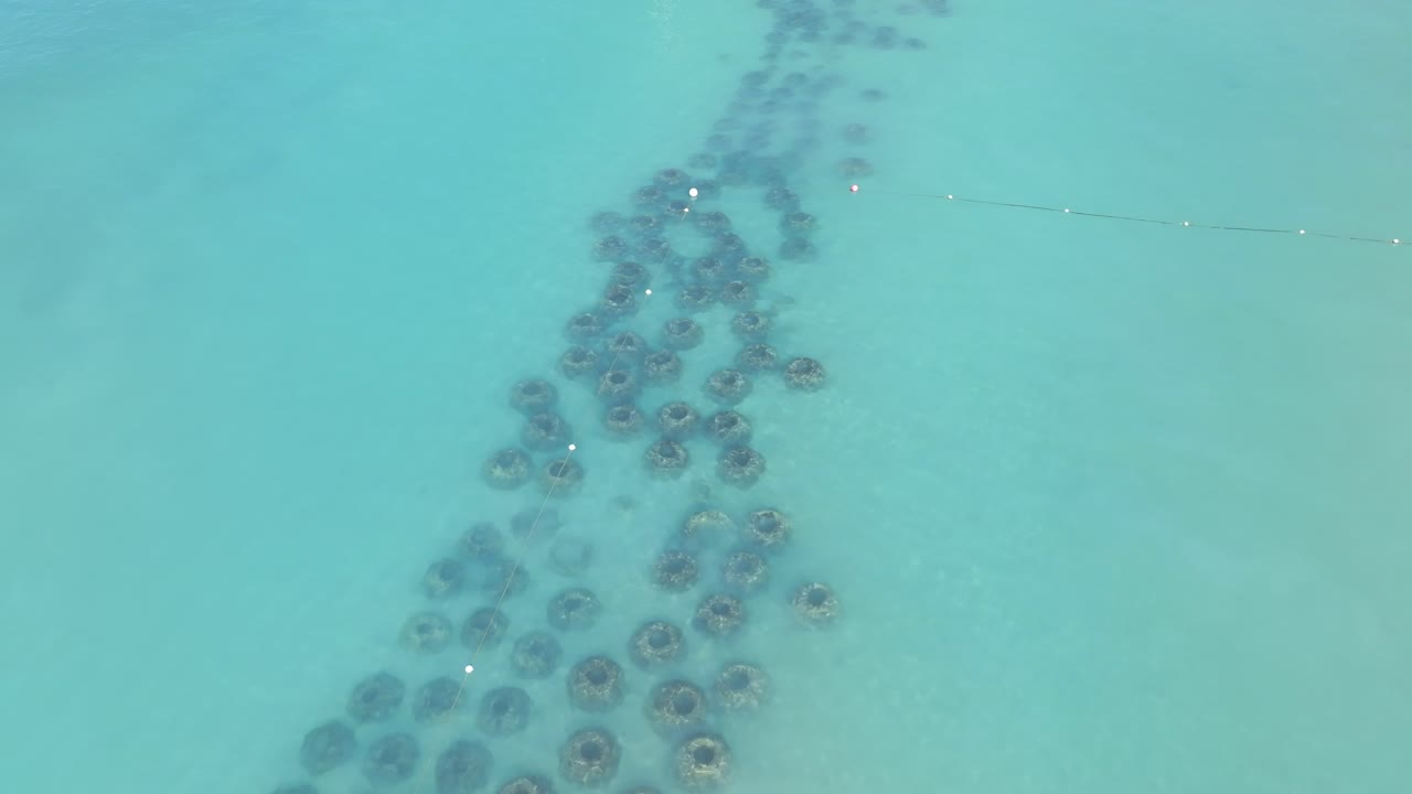 Aerial View of Artificial Reef in Clear Ocean Water
