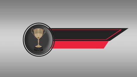 digital animation of sports logo for game events with trophy icon against grey background