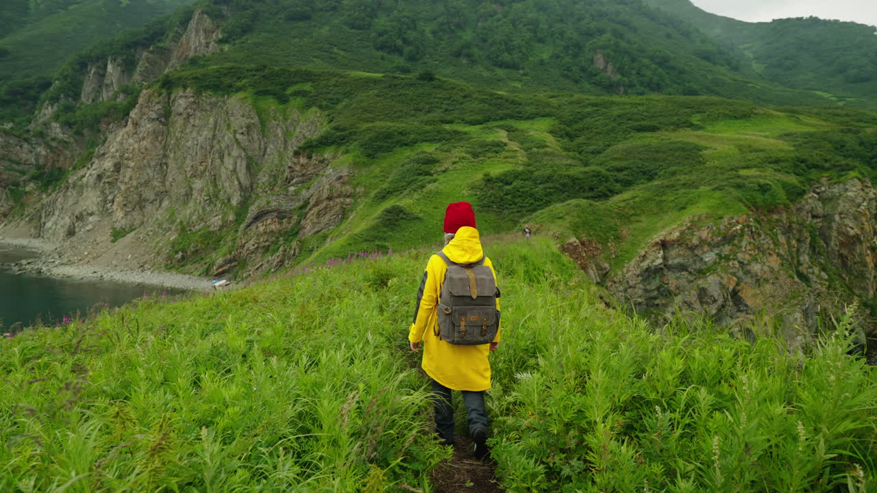 Hiker on a scenic coastal trail