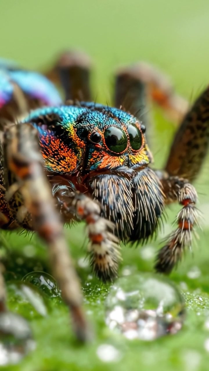 Magnificent Close-Up of a Colorful Spider Capturing the Intricate Details of Its Vibrant Body and Surroundings in Stunning Macro Photography