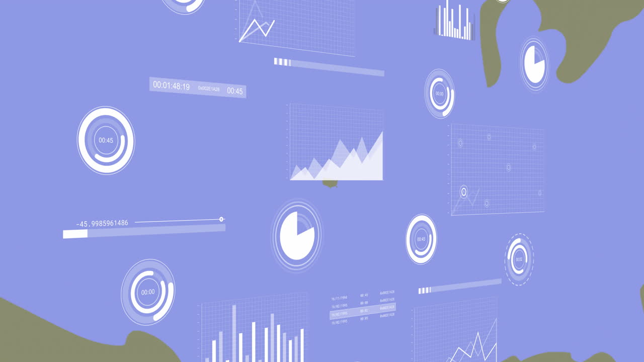 Animation of financial data processing over map of usa