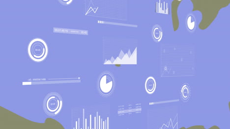 animación del procesamiento de datos financieros en el mapa de los estados unidos