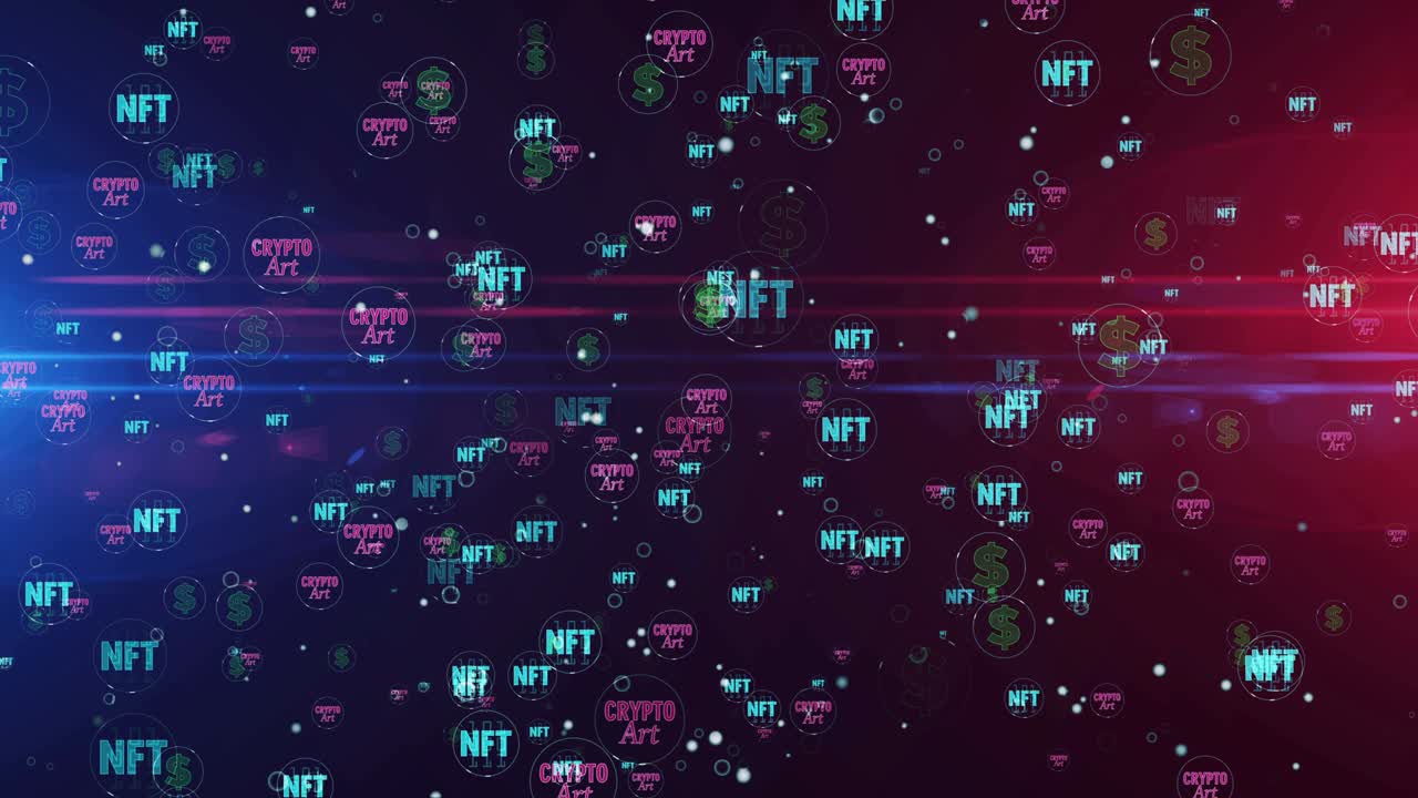 nft símbolos de arte criptográfico fondo de bucle sin costuras