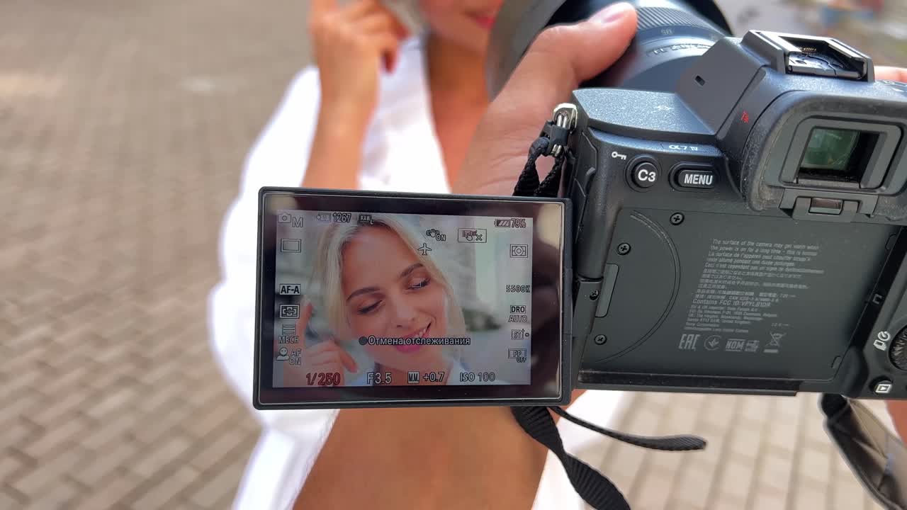 Photos of a camera capturing a woman