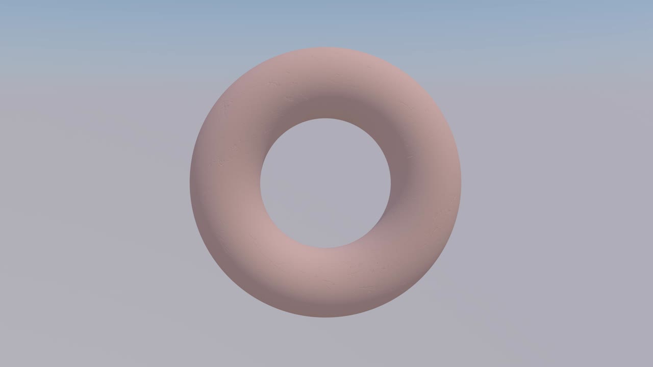 Deformed ring in the sky. Abstract animation, 3d render.