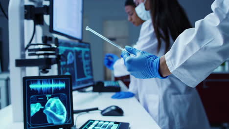 scientists conducting research in a modern laboratory
