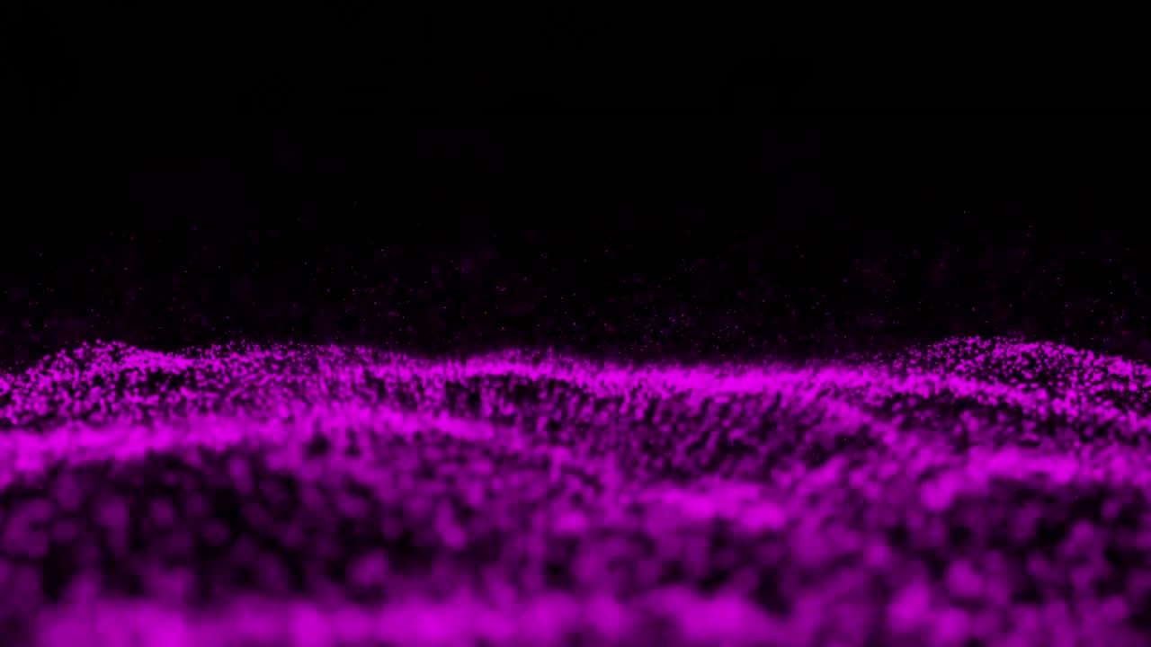 Animazione di puntini rossi con una rete luminosa viola su sfondo nero.