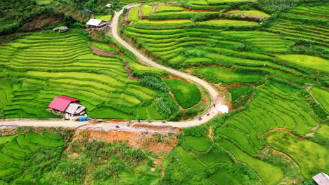 4k drone footage of motorbikes riding through