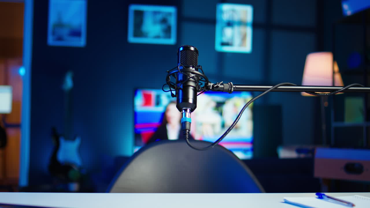 equipo de micrófono de transmisión, tiro hacia abajo