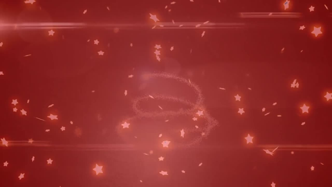 빨간 필터로 배경 위에 떨어지는 별과 크리스마스 트리의 애니메이션